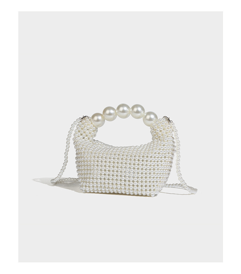 Perlina in stile francese Ins con design cavo, dolce ragazza versatile perla tenuta in mano, croce diagonale a spalla singola intrecciata a mano_voghion.com