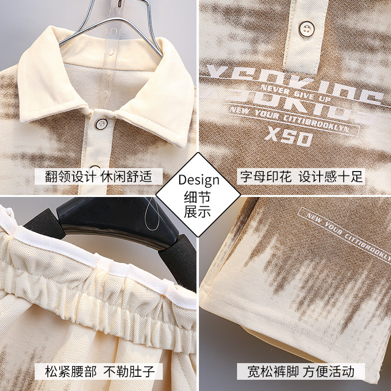 7190 Camisa POLO de verano para niños Traje casual de manga corta para niños 2025 Nuevos pantalones cortos Ropa deportiva Bebé delgado