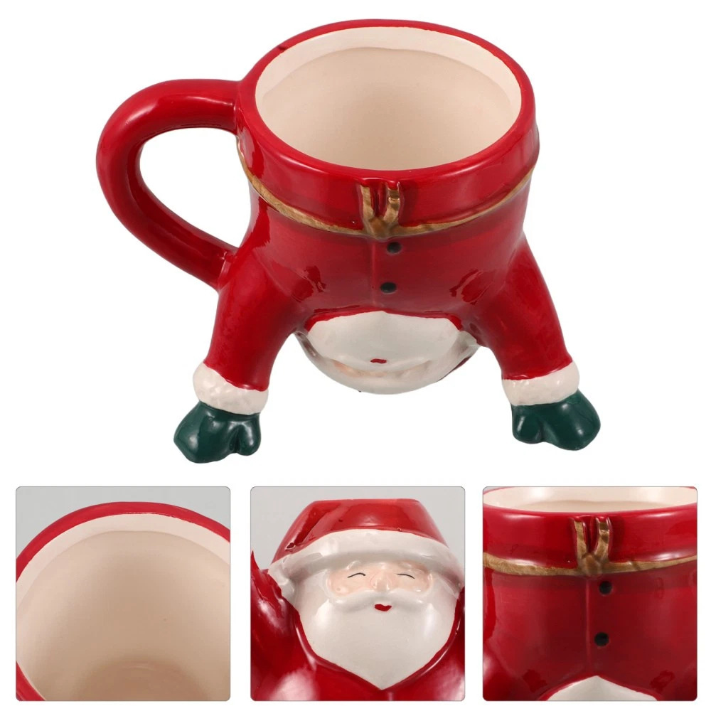 Navidad temática creativa Santa forma taza de cerámica decoración de vacaciones taza de cerámica de cubiertos diarios taza de cerámica