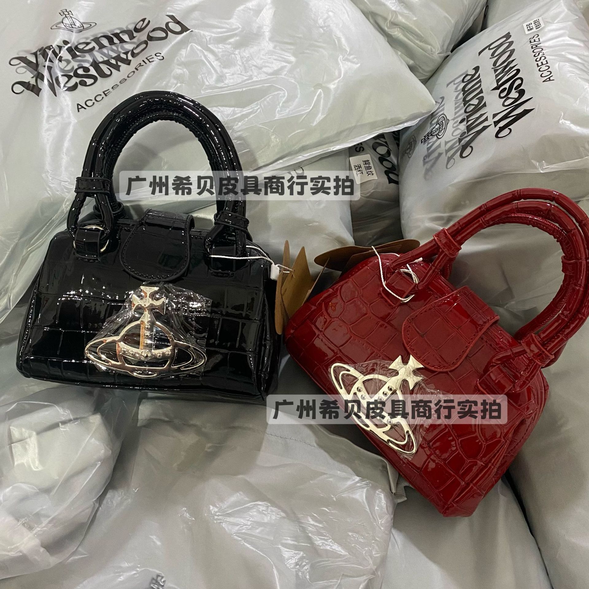 Unique Western-Style Saturn Vintage Motorcycle Tote Bag, Bohemian Bowling Bag, Crocodile-Pattern Underarm Chain Crossbody Bag - Thumbnail 2