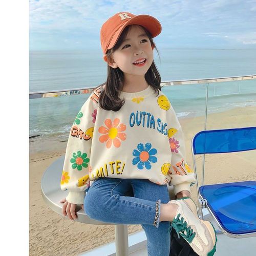 Girls' Hoodie 2025 Spring Collection New Children's Korean Style Top for Toddlers and Young Children Spring and Autumn Printed Long Sleeve