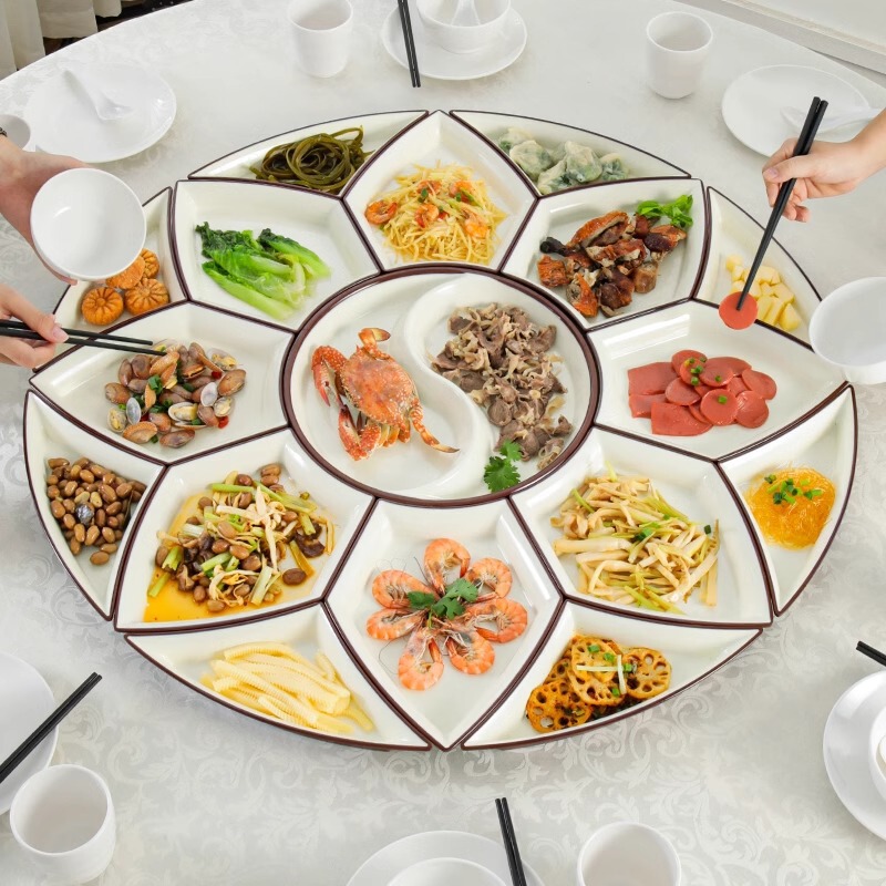 Melamine Platter Tableware Combination Dish Set Creative Dish Plate Hot Pot Reunion Round Table New Year's Eve Dinner Party Dinner Plate
