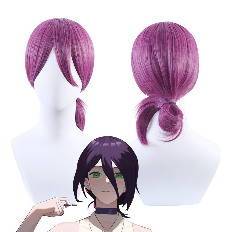 Chainsaw Man Reise Cos Wig Dark Purple Braid Style Anime Wig Chainsaw Man Wig Bomb Devil Chainsaw Man Reise Cos Wig Dark Purple Braid Style Anime Wig Chainsaw Man Wig Bomb Devil