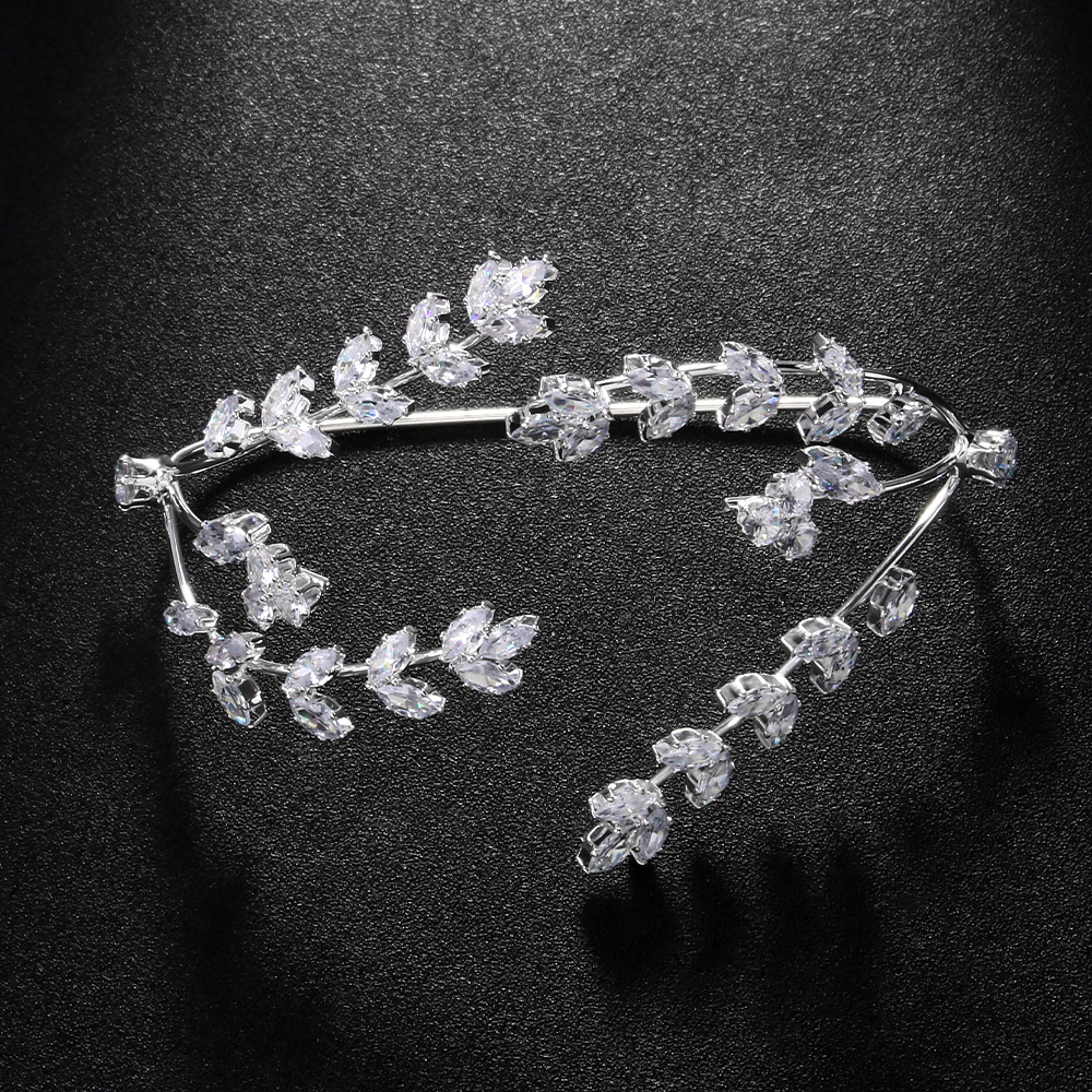 Nueva pulsera de circón de Europa y América caliente hoja abierta pulsera de temperamento nupcial accesorios pulsera