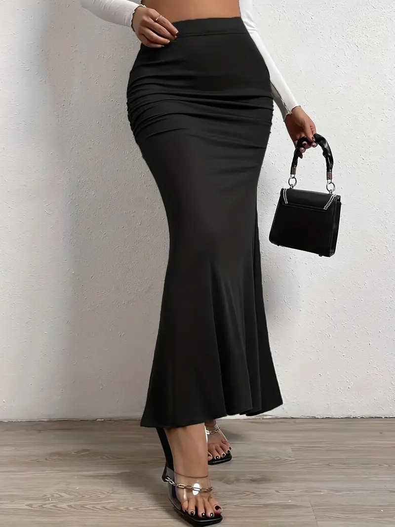 309g Weight Maxi Long Dress Dress Length Type Hip Skirt Dresses Type Polyester Fabric Type Mid Waist Waist Line Stretchy Elasticity Holiday, Daily, Date Occasion Skinny Fit Type Solid Color Pattern Summer Season Women's Gender Pleated Design Streetwear Style Summer Streetwear Solid Color Polyester Maxi Long Dress Skirts 无