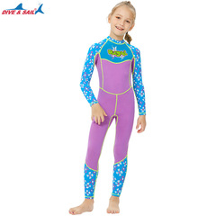 Cross-border children's swimsuit for girls, outdoor sun protection one-piece diving suit, long-sleeved quick-drying beach snorkeling surfing jellyfish suit