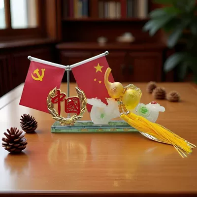 Gourd Car Flag Ornament | Car ornaments - 19cm-safe-bottom-yellow-gourd-alloy-china-red-flag