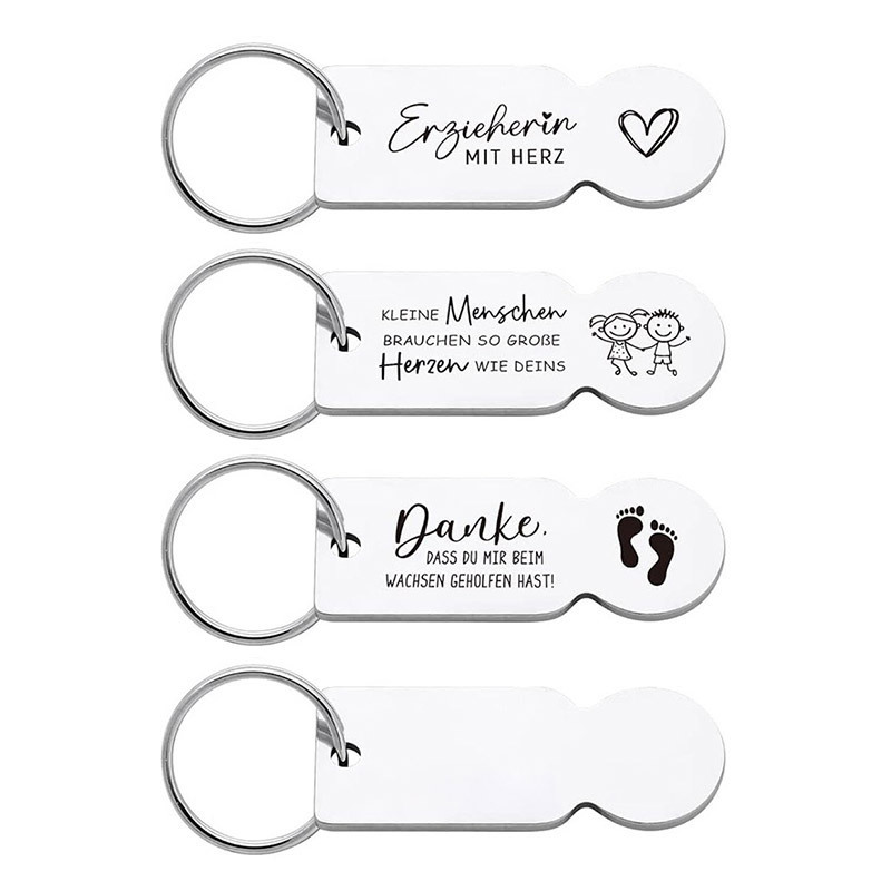 Cross-Border Independent Site Shopping Cart Stainless Steel Token Supermarket Cart DIY Engraving Anti-Lost Tag Keychain