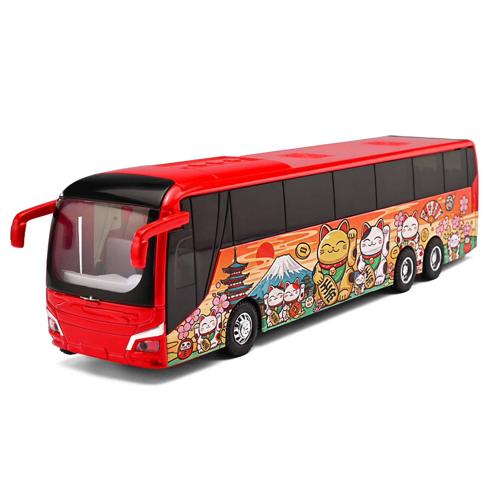 Autobús turístico de pasajeros personalizado de aleación autobús urbano de retorno de sonido y luz más puertas abiertas juguetes para niños ventas transfronterizas calientes image 8