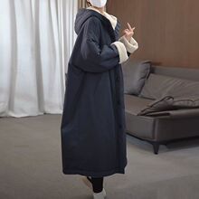 休闲时尚长款棉服外套女冬季袄子大码胖妹妹阔版加绒加厚保暖棉衣