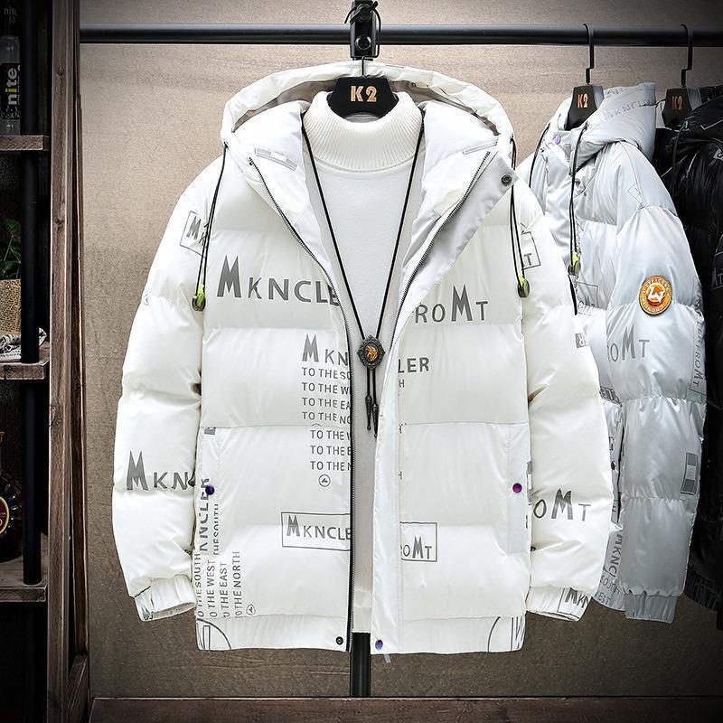 2022 Winter New White Duck Down Men's Down Jacket Thickened Hooded Loose Junior Student Jacket Men's Fashion