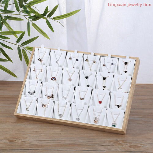 New bamboo wood jewelry necklace display stand, earring pendant storage rack, pearl jewelry display display prop