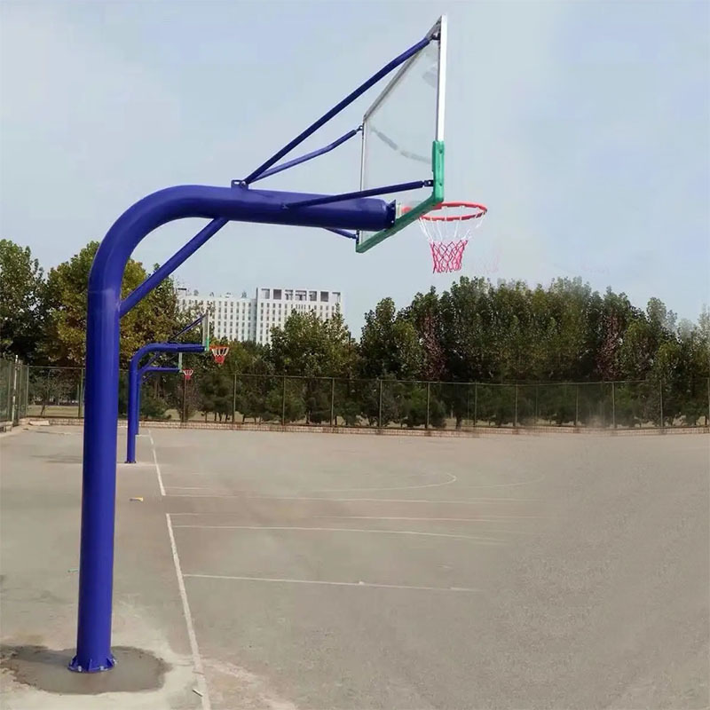Fabricante de rack de baloncesto de tubería cuadrada en forma de T tipo elevador al aire libre enterrado rack de baloncesto estándar de entrenamiento doméstico para adultos
