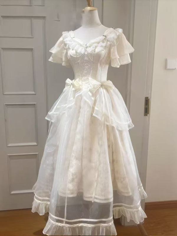 法式宫廷风设计感超仙甜美连衣裙春夏季少女白月光千金优雅长裙子|undefined