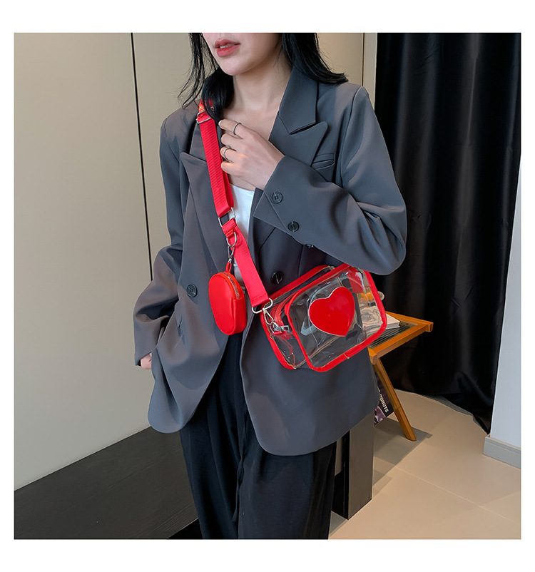 405g Weight Zipper Closure Type Single Shoulder Strap Strap Type Square Bag Bags Type Casual Occasion PVC Material Heart Shape Pattern Spring&Summer Season Women's Gender Streetwear Style Square Shape Women's PVC Heart Shape Streetwear Square Zipper Square Bag 14
