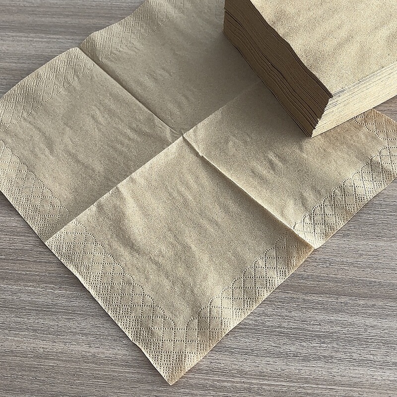 Brown environmentally friendly recycled napkin custom printable logo non-bamboo pulp napkin disposable advertising paper towel custom-made
