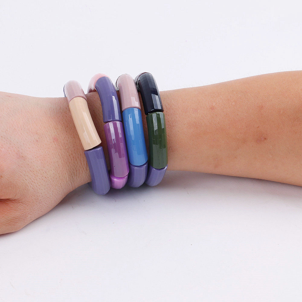 Fashion Simple Cold Edge Angle Color Elastic Elbow Beads String Bracelet