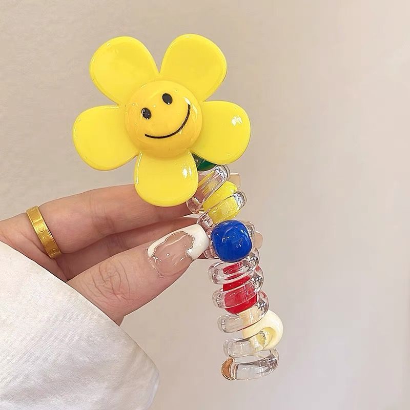 Dulces burbujas de flores de sol trenzadas burbujas de cabello artefacto de cabello de cola de caballo 2024 nueva línea telefónica de alta calidad anillo de cabello para mujeres