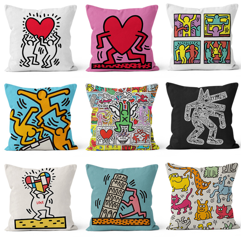 Almohada creativa contraste color graffiti almohada al por mayor moderna simple almohada decorativa almohada cubierta de almohada al por mayor personalización