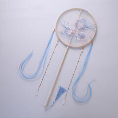 中国風オリジナル花卉刺繍古風漢服アクセサリー宮扇長柄団扇宮廷扇円形舞踏扇
