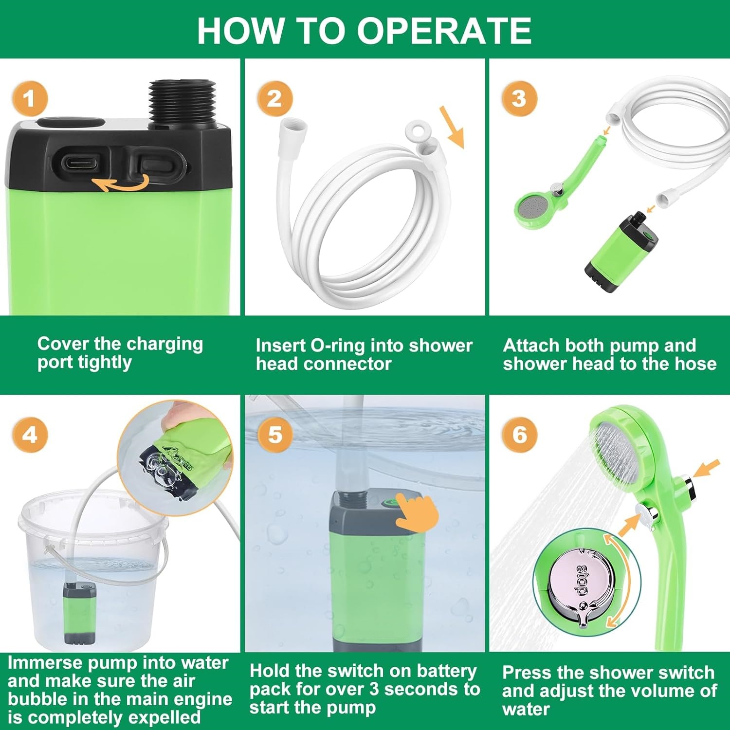 Ducha eléctrica portátil con bomba autocebante, ideal para camping, coche o uso al aire libre, modelo más vendido