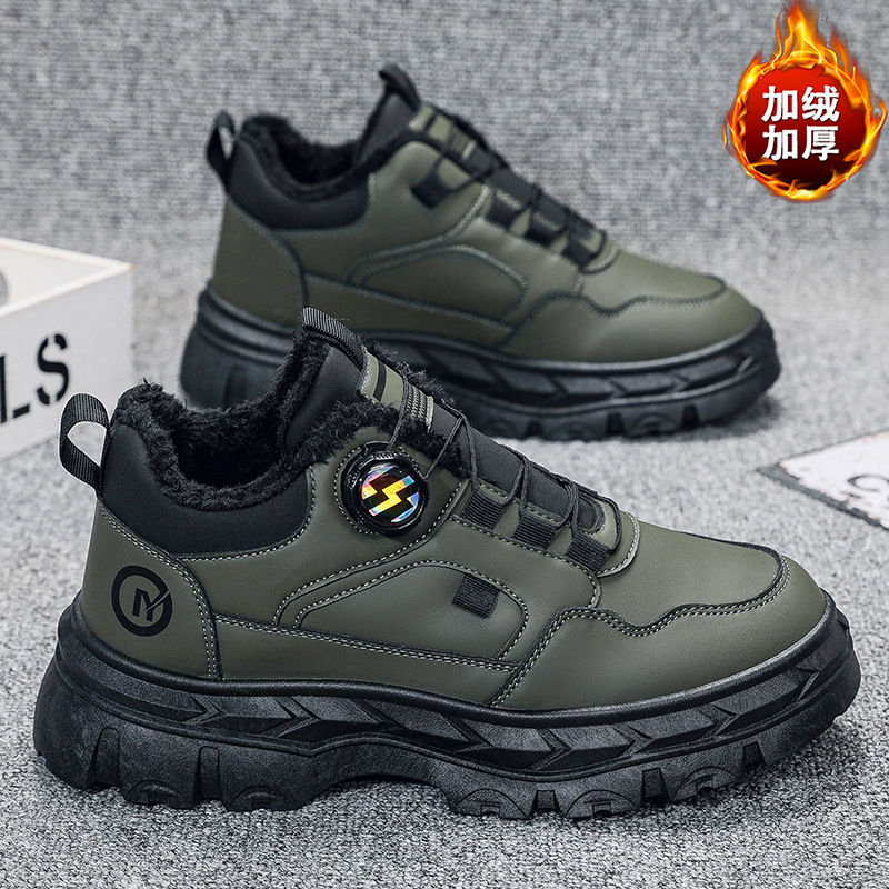 2025 nuevos zapatos de trabajo transpirables para hombres de otoño y invierno zapatos de hombre tendencia universal botas Martin zapatos de suela gruesa para hombres