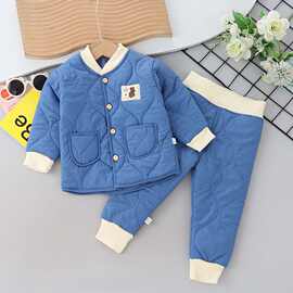 儿童棉服套装男女童秋冬新款棉衣棉服宝宝家居服1-5岁棉袄两件套