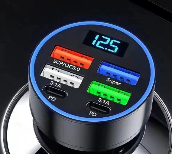 Автомобильное зарядное устройство от прикуривателя, универсальное USB‑зарядное устройство, многоразъемное QC3.0/PD/3.1A
