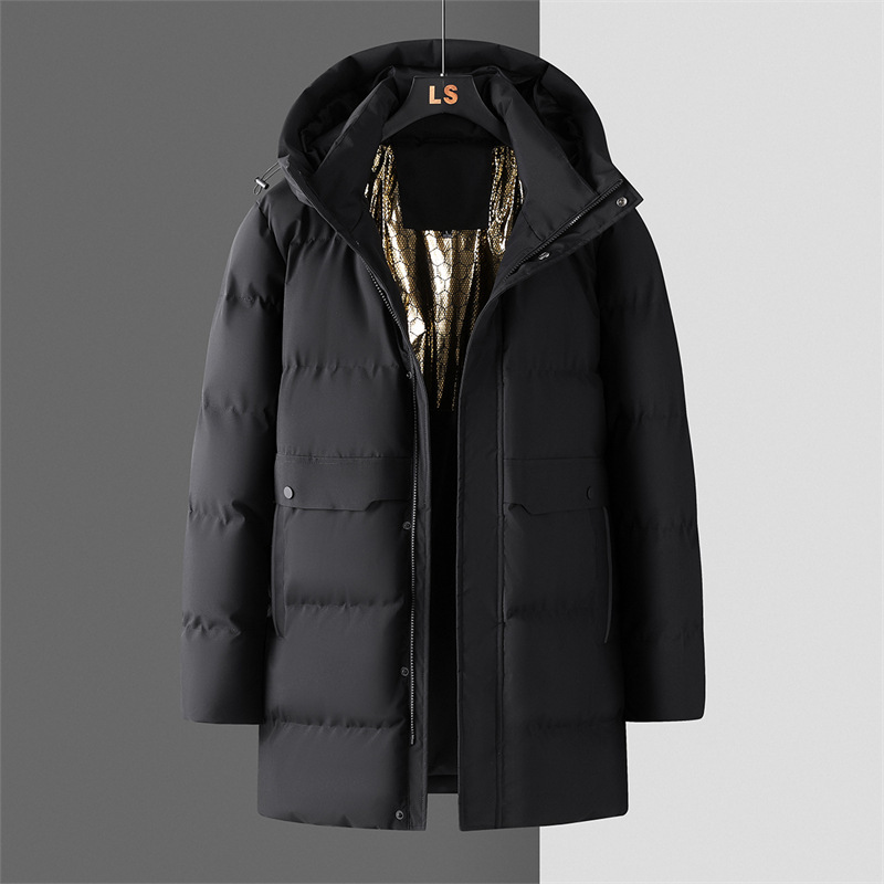 Winter Trendy Men's Mid-Length Cotton Coat, Plus-Size Loose Graphene Cold-Resistant Warm Thickened Cotton Jacket Winter Trendy Men's Mid-Length Cotton Coat, Plus-Size Loose Graphene Cold-Resistant Warm Thickened Cotton Jacket