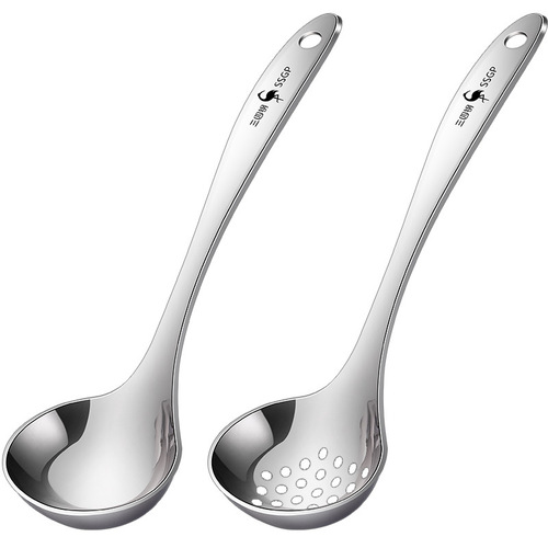 34 steel soup spoon household 304 stainless steel hot pot spoon household soup spoon deepening soup spoon colander set