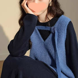 针织马甲毛衣减龄时尚好看连衣裙两件套装叠穿2025秋冬季新款女