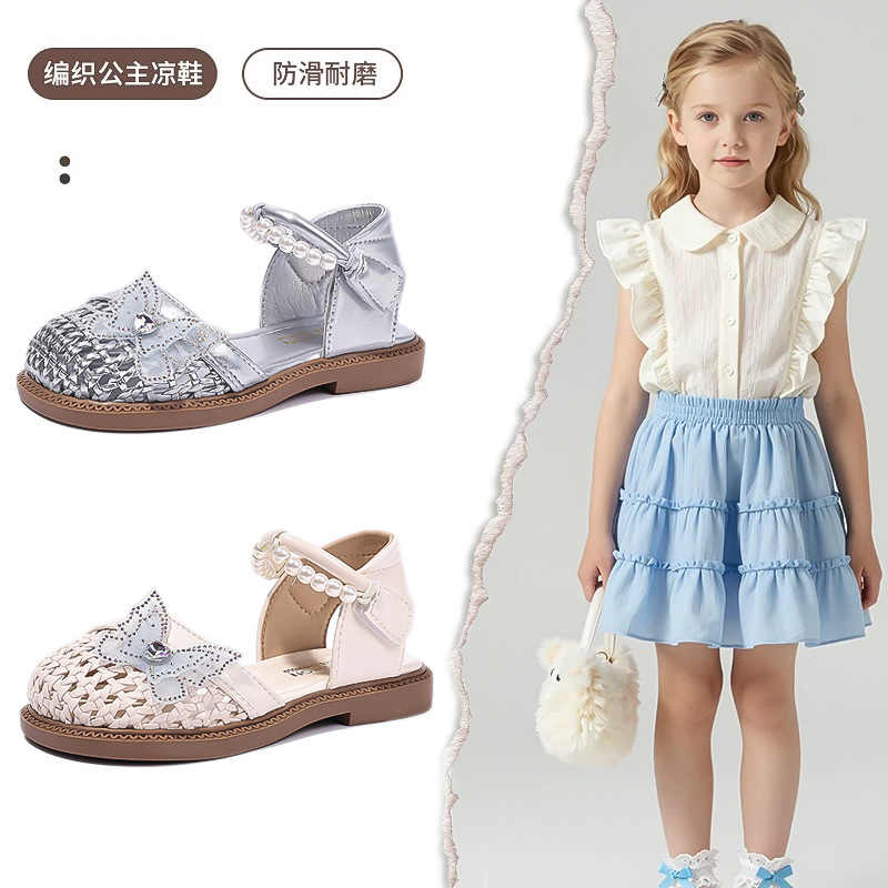Niñas sandalias 2026 verano nuevos niños respirantes huecos zapatos de arco suave zapatos princesa para niños
