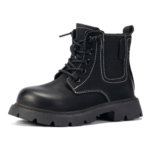 Boys' boots autumn and winter new style girls' soft-soled Martin boots for middle-aged and older children's student short boots baby plus velvet warm leather boots
