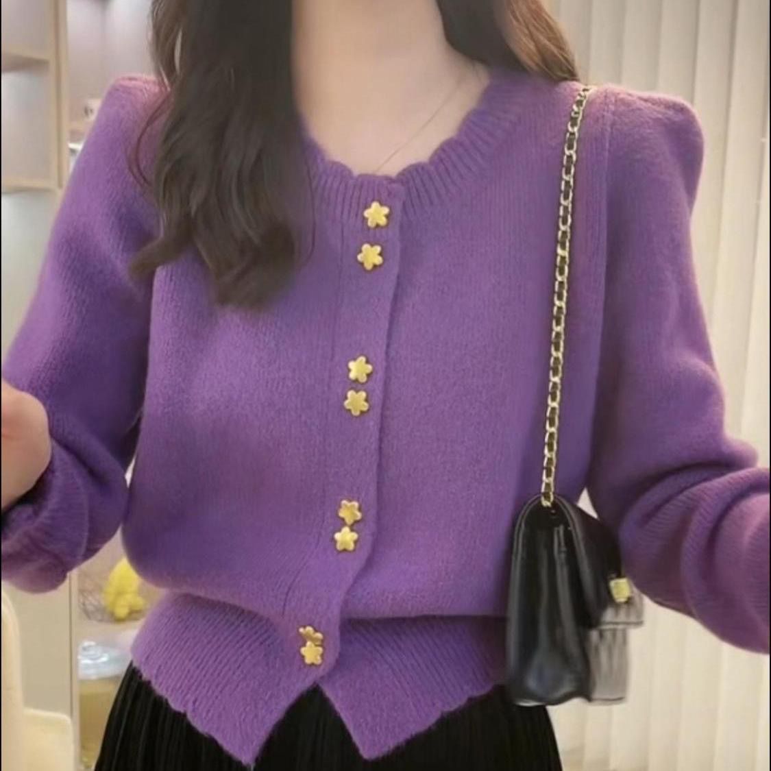 法式小香风五星扣秋冬新款毛衣针织开衫时尚洋气显瘦百褶裙两件套