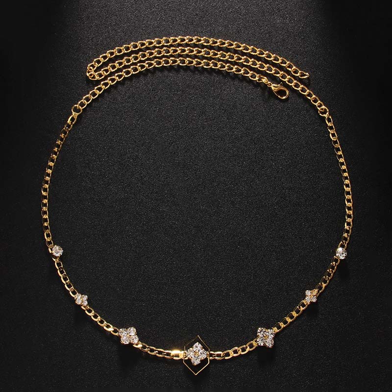 Amazon venta caliente flor frente cadena novia temperamento de alta gama rhinestone prisma cinta para el cabello accesorios de banquete headwear