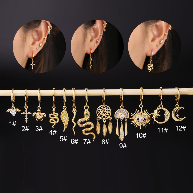 Ear Cartilage Rings & Studs Fashion Animal Copper Plating Artificial Gemstones display picture 13