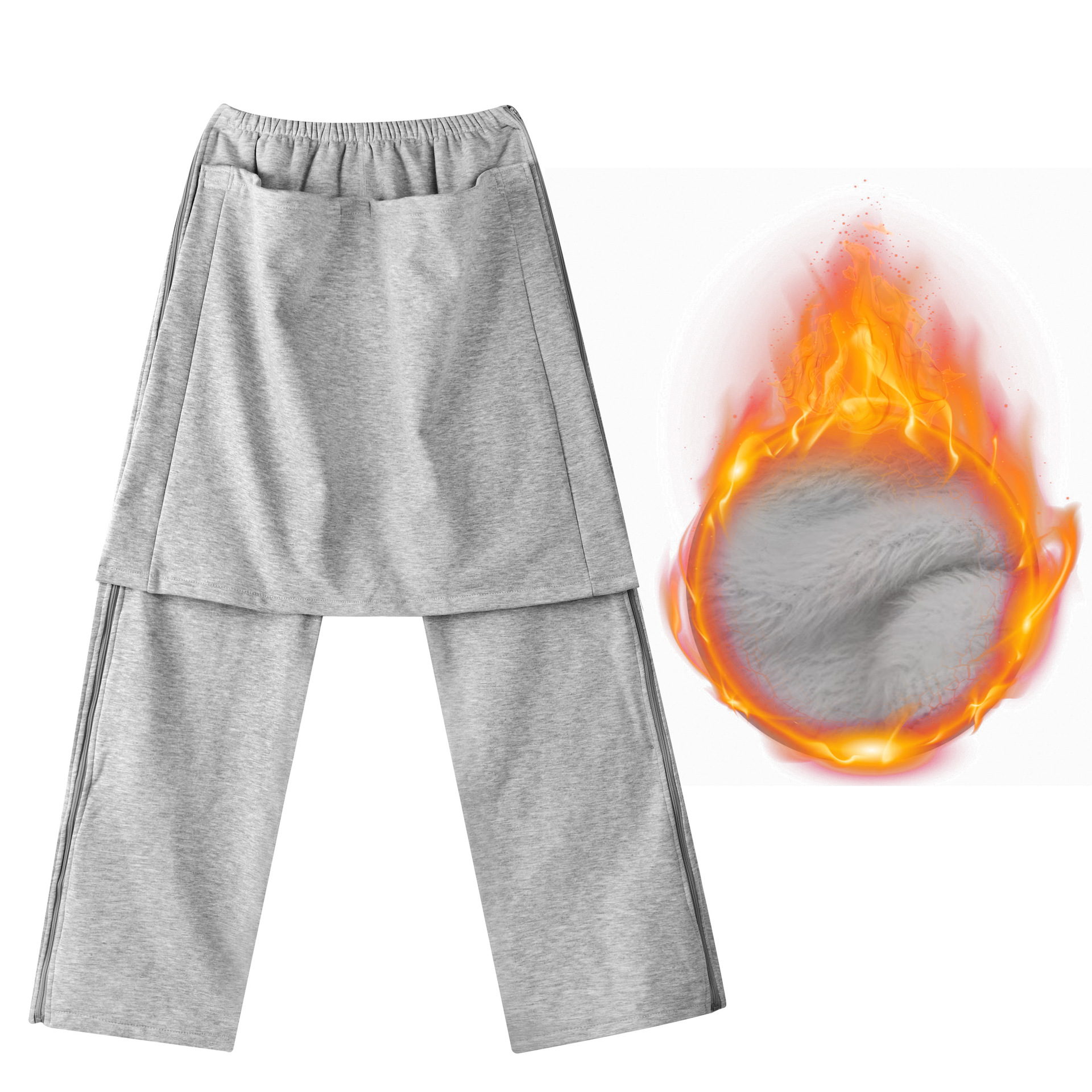 두꺼운 전면 커버 양면 지퍼 회색 벨벳