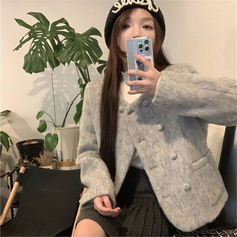 小香风毛呢外套女春秋2025新款气质高级感短款夹棉加厚小个子上衣|undefined