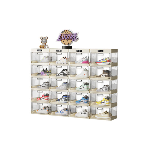 Internet celebrity transparent folding shoe box household large-capacity shoe storage artifact multi-functional dust-proof and disinfected plastic shoe cabinet