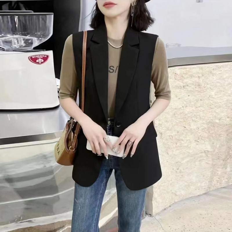 Chaleco de traje negro, chaqueta de mujer, estilo de mujer 2023, chaleco de mujer, nuevo chaleco de traje de primavera y otoño image 4