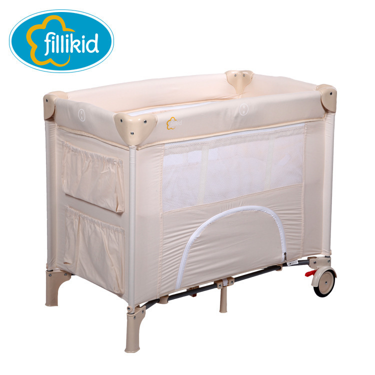 Cama plegable de exportación portátil multifuncional ligera bebé cuna cama para niños con ruedas silenciosas