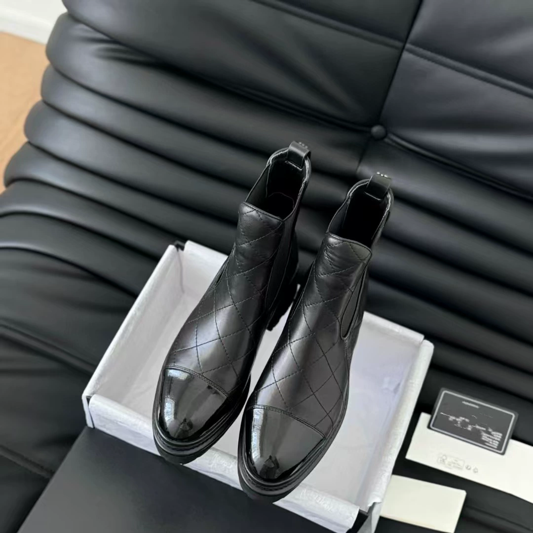2024 новый осенний и зимний ароматный ветер из натуральной кожи из глиняной сетки с толстой подошвёной оболочкой Челси модные табачные сапоги