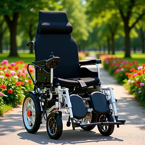 Yingkang Electric Wheelchair for the Elderly, Adjustable Fully Reclining Portable Foldable Multi-Functional Four-Wheel Scooter for the Elderly