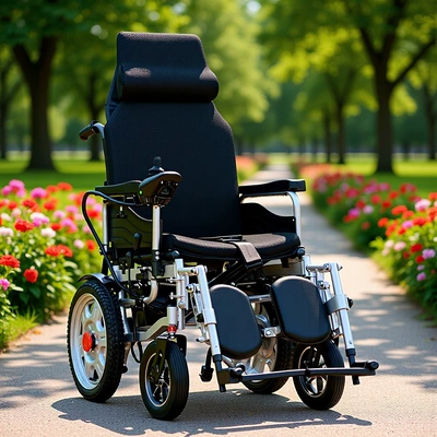 Yingkang Electric Wheelchair for the Elderly, Adjustable Fully Reclining Portable Foldable Multi-Functional Four-Wheel Scooter for the Elderly