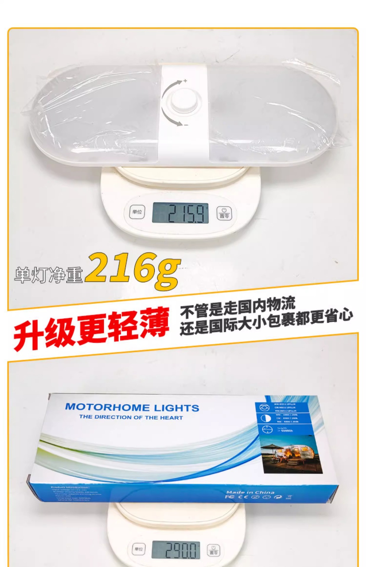 Car, Truck, and Bus Roof Light 12V/24V Universal Rv Led Roof Light Three-Color Cabin Light Super Bright Reading Light
