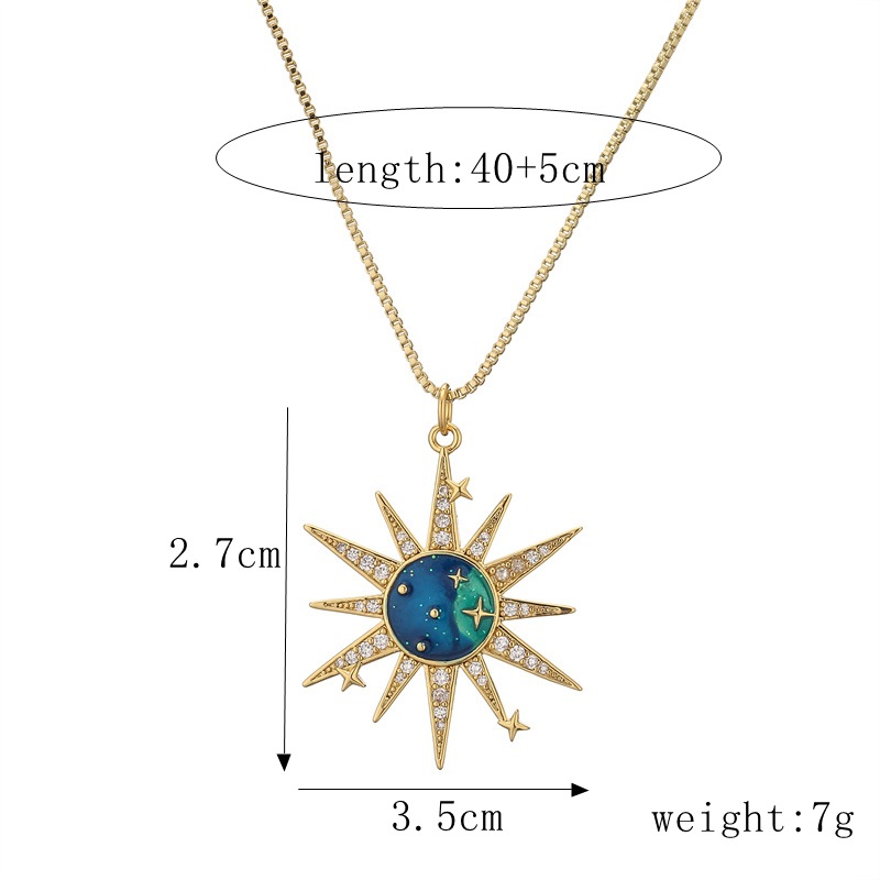 Cute Earth Star Unicorn Copper Inlay Zircon Pendant Necklace 1 Piece