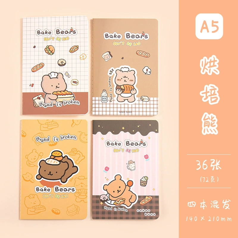 Cartoon notebook for students, book, laptop, print, scheduler