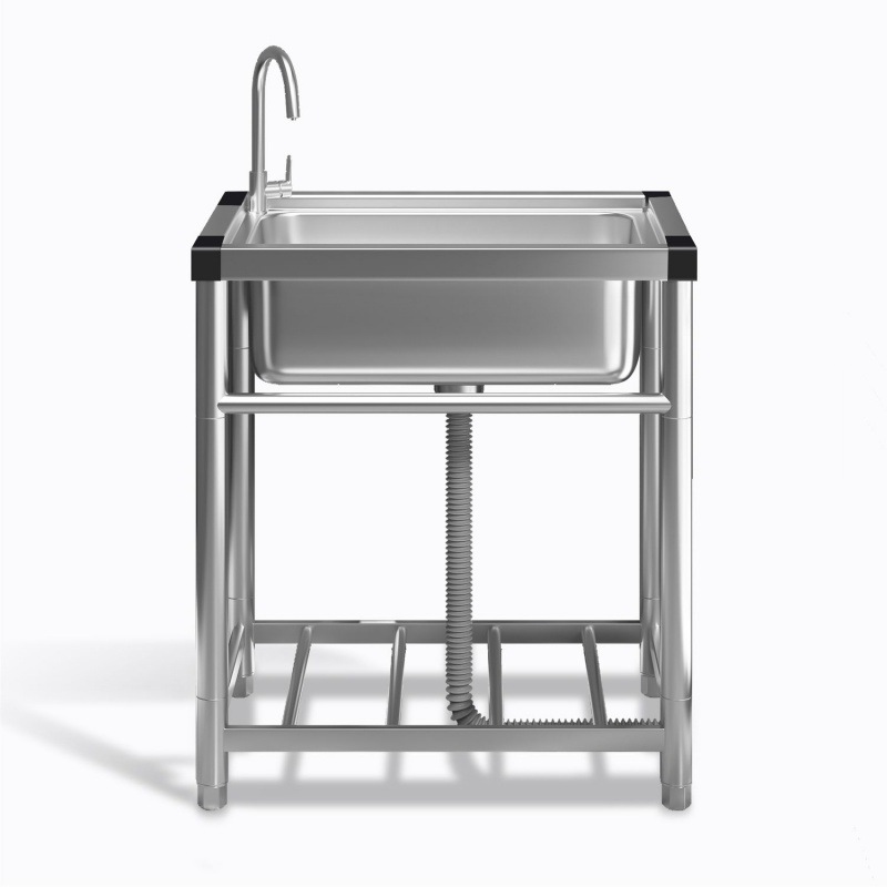 Lavabo de cocina comercial, lavabo de acero inoxidable 304 con soporte, fregadero integrado, agua para el hogar, gran pedido al por mayor