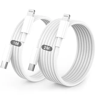 MFi认证iPhoneUSB-C转Lightning数据线1米加2米白色快充