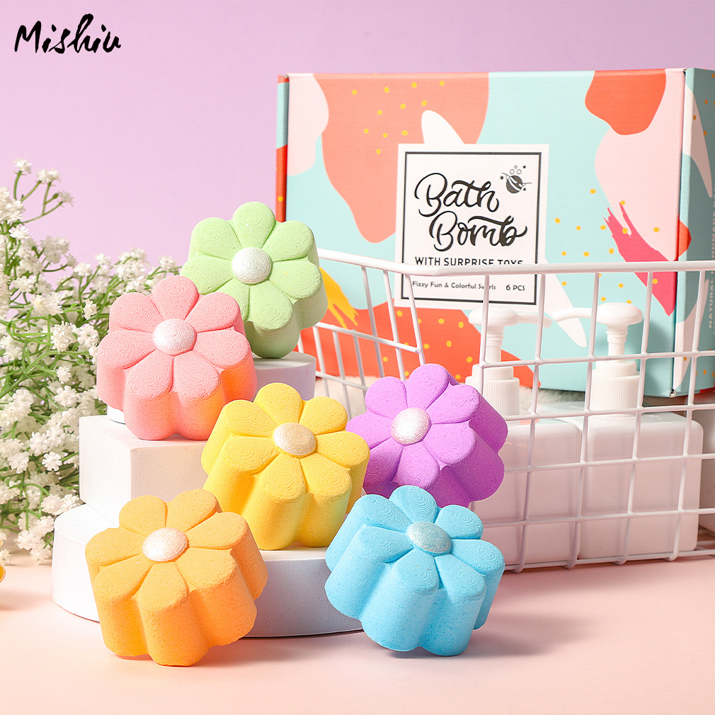 新款雏菊浴盐球套装花朵形状SPA沐浴泡澡精油球异形泡泡球爆炸盐